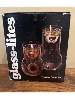Vintage 80s Glass Lites Floating Flame Kit